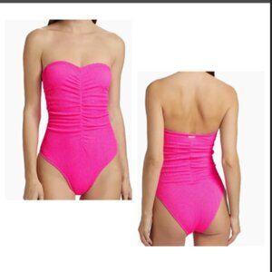 MILLY Textured Ruched One-Piece Swimsuit   NWT Sz M